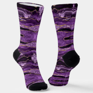 Purple Gold Glitter Socks