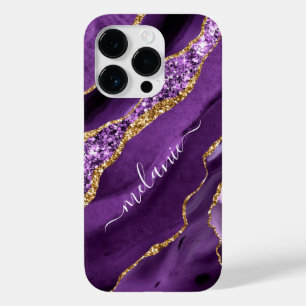 Purple  Gold Glitter Sparkly Your Name iPhone Case