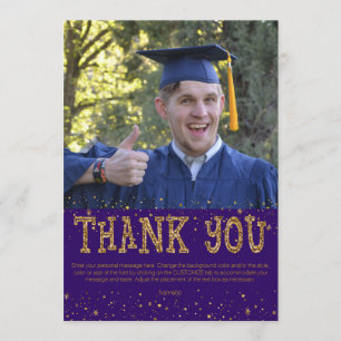 Purple & Gold Glitter THANK YOU--handwrite on back You Card