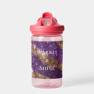 Purple Gold Glitter Water Bottle