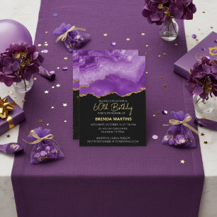 Purple Gold Glitter Watercolor Invitation