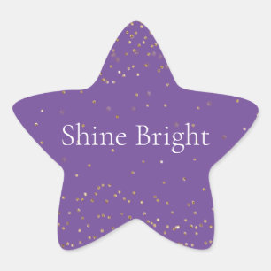Purple Gold Glitzy Confetti Sparkle  Star Sticker