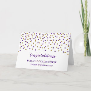 Purple Gold Goddaughter Wedding Day Card