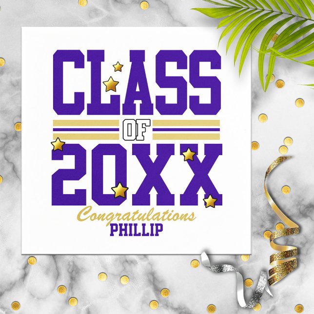 Purple|Gold Graduating Class Year Napkin (Creator Uploaded)