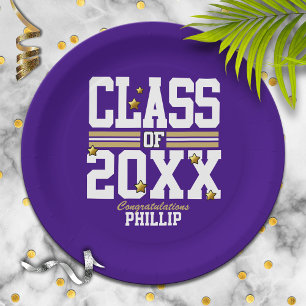 Purple Gold Graduating Class Year Paper Plate