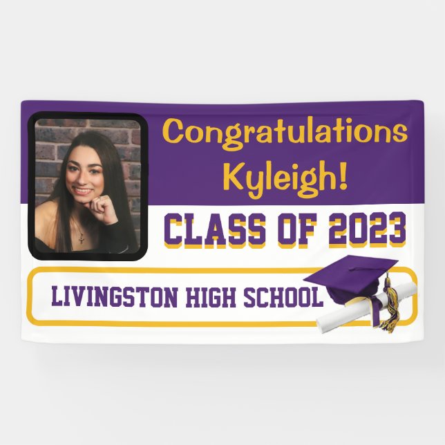 Purple & Gold Graduation Banner (Horizontal)