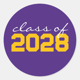 Purple & Gold Graduation Classic Round Stickers