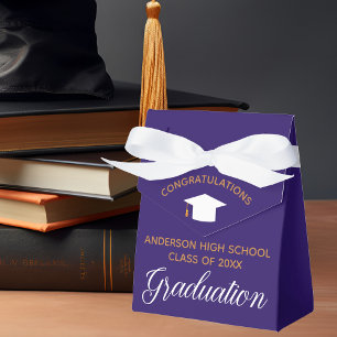 Purple Gold Graduation Elegant Custom 2025 Party Favour Box
