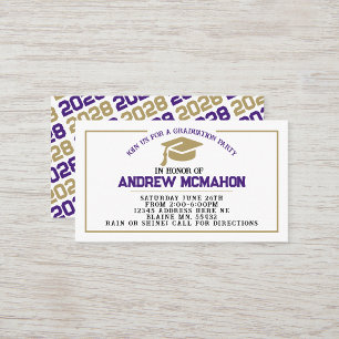 Purple Gold Graduation Invite Announcement Insert