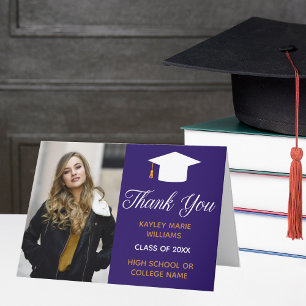 Purple Gold Graduation Photo 2025 Graduate Thank You Card