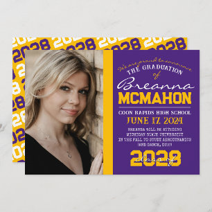 Purple & Gold Graduation Photo Announcement