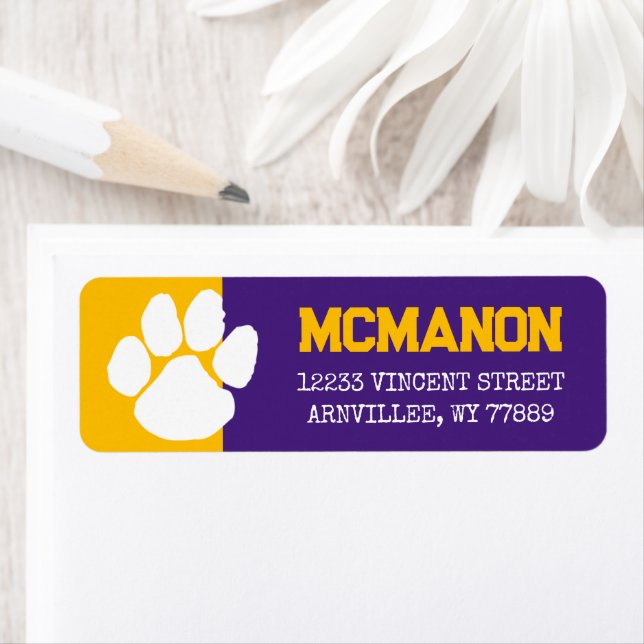 Purple & Gold Graduation Return Address Labels (Insitu)