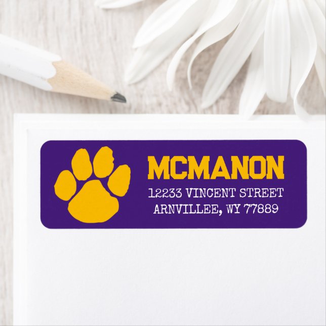 Purple & Gold Graduation Return Address Labels (Insitu)
