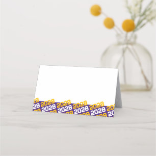Purple & Gold Graduation Year Folding Food or Place Card