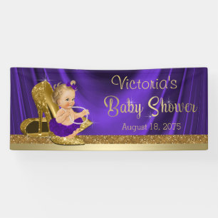 Purple Gold High Heel Shoe Girl Baby Shower Banner