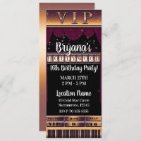 Purple Gold HOLLYWOOD Birthday Party VIP Ticket