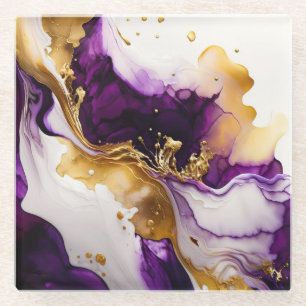 Purple Gold Infusion Glass Coaster