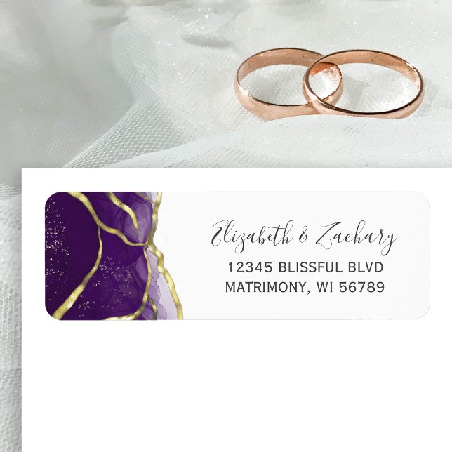 Purple Gold Ink Wedding Return Address Label (Creator Uploaded)