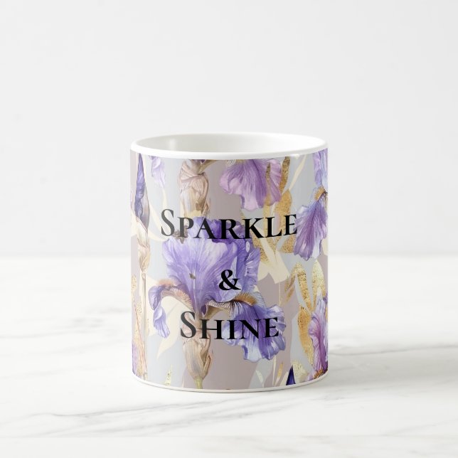 Purple Gold Iris Flowers Coffee Mug (Center)