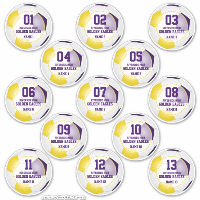 purple gold kids soccer team colours 13 custom (Front)
