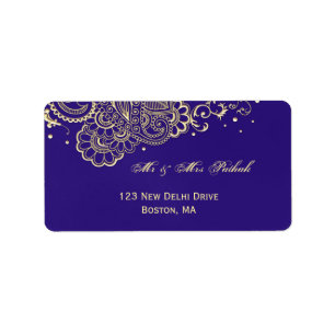 Purple Gold Lace Henna Address Label