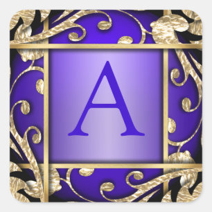 Purple Gold Lattice Monogram Envelope Seal