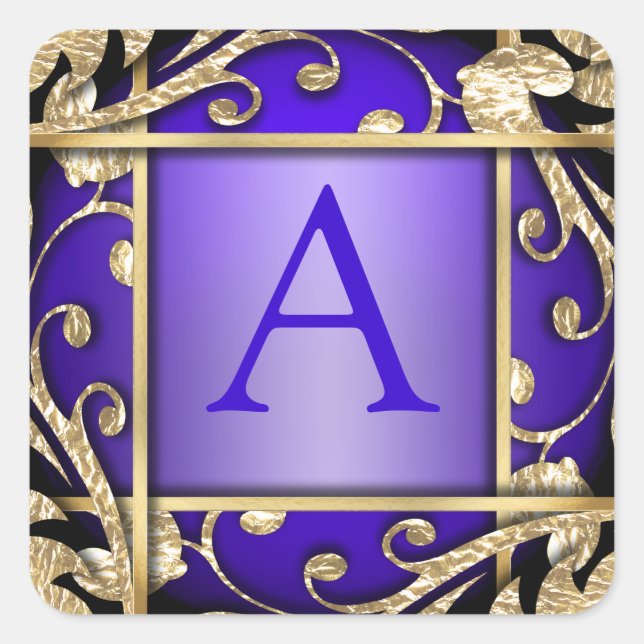 Purple Gold Lattice Monogram Envelope Seal (Front)