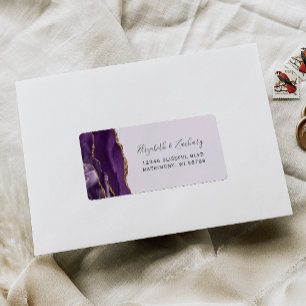 Purple Gold Lavender Wedding RSVP Self-Address Label