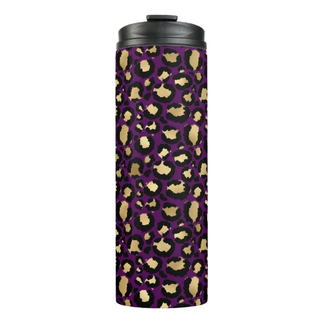 Purple & Gold Leopard Thermal Tumbler (Front)