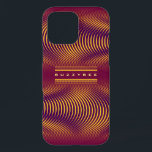 Purple & Gold Lines Striped Psychedelic & Trippy iPhone 16 Pro Max Case<br><div class="desc">Abstract geometric, modern stripped design with customisable colours.The moiré effect is an optical illusion that gives an impression of movement and colour shades everyone will enjoy! Main colours of this psychedelic pattern : purple and gold. Name to customise. Find other cool accessories with incredible patterns in my PSYCHEDELIC HOME DECOR...</div>