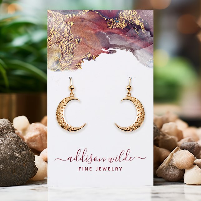 Purple Gold Liquid Watercolor Ink Jewellery Displa Business Card (Creator Uploaded)