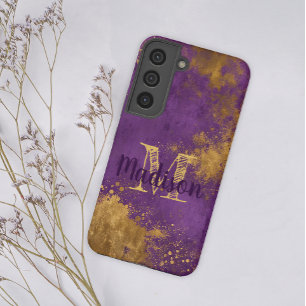 Purple Gold Louisiana State Initial Name Samsung Galaxy Case