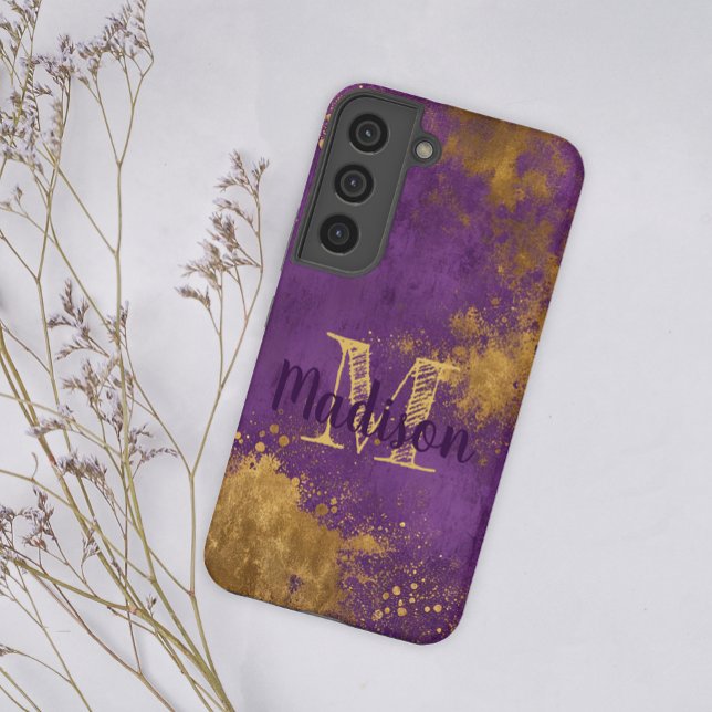 Purple Gold Louisiana State Initial Name Samsung Galaxy S22 Case (Creator Uploaded)