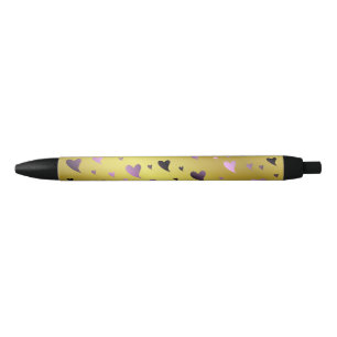 purple,gold,love, heart, valentine, symbol, shape, black ink pen