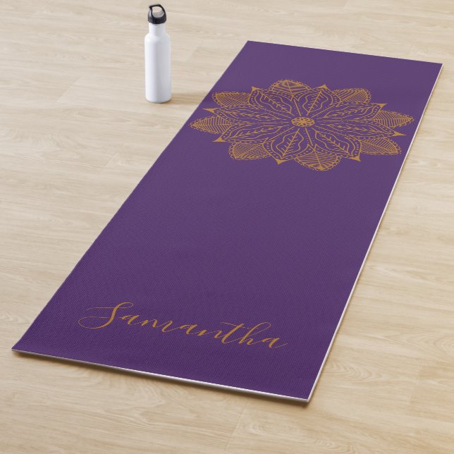 Purple gold mandala elegant feminine personalised yoga mat (In Situ)