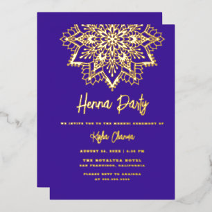Purple Gold Mandala Henna Party Mehndi Real Gold