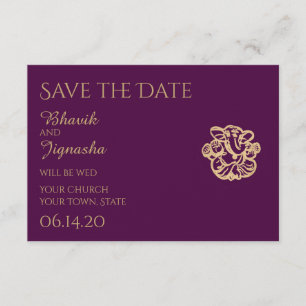 Purple Gold Mandala Indian Wedding Save the Date
