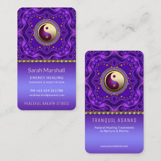 Purple Gold Mandala Tranquil Balance Holistic Business Card
