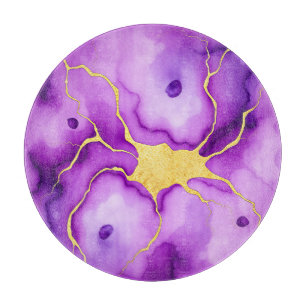 Purple Gold Marble Abstract Pattern Cutting Board