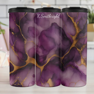 Purple Gold Marble Abstract Thermal Tumbler