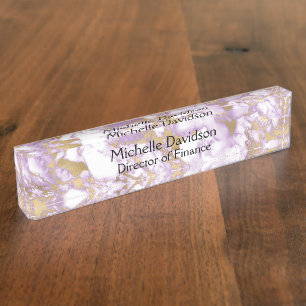 Purple & Gold Marble Executive Nameplate