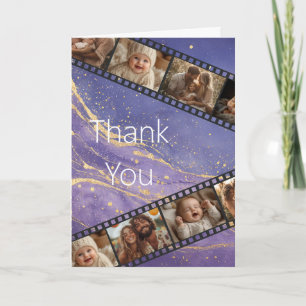 Purple & Gold Marble Film Strip Thank You Card