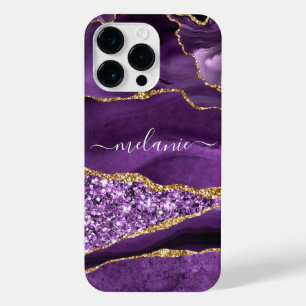 Purple Gold Marble iPhone Case with Custom Name
