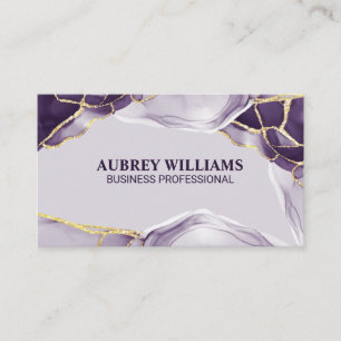 Purple Gold Marble Stone  Business Card