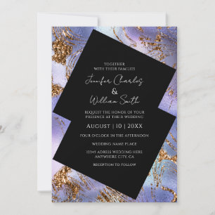 Purple Gold Marbled Modern Invitation