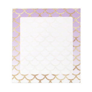 Purple gold mermaid scales glitter effect notepad