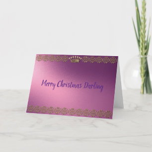 Purple/Gold Merry Christmas Crown Card