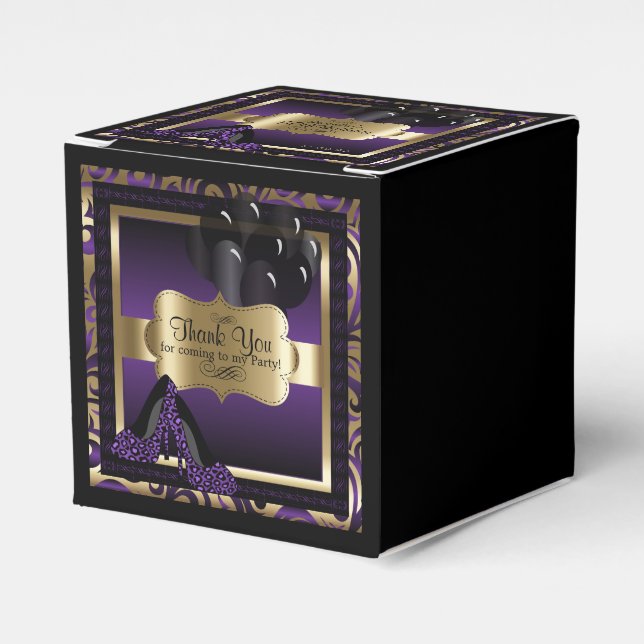 Purple & Gold Metallic - 00th Birthday  | DIY Text Favour Box (Front Side)