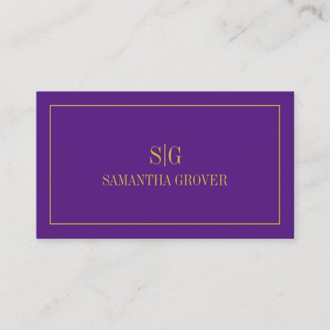 Purple Gold | Minimalist Modern Professional  Business Card (Front)