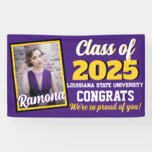 Purple & Gold Monogram & Photo Graduation